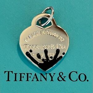 Tiffany & Co. Return to Tiffany Splash Black Enamel Heart Tag Charm Pendant